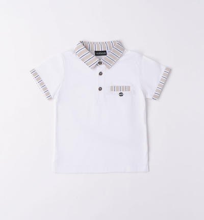 Boys' 100% cotton polo shirt BEIGE
