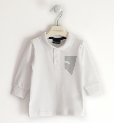 Boy's long-sleeved polo WHITE