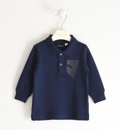 Boy's long-sleeved polo BLUE
