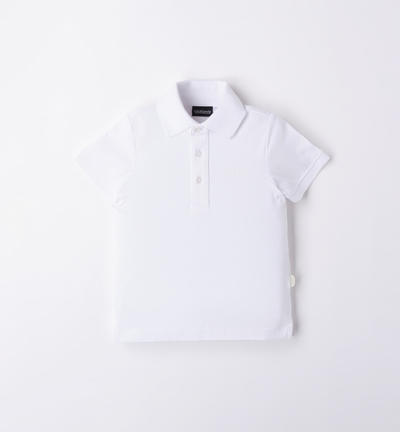 Boys' short-sleeved polo shirt WHITE