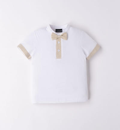 Boys' bow tie polo shirt WHITE