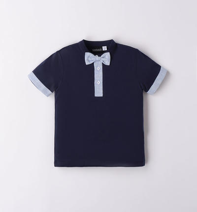 Boys' bow tie polo shirt BLUE