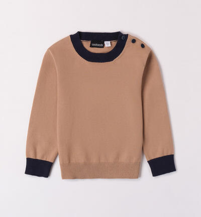 Boys' pullover with patches BEIGE