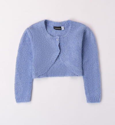 Girls' cropped cardigan LIGHT BLUE