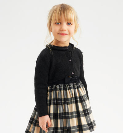 Girls' cropped cardigan BLACK