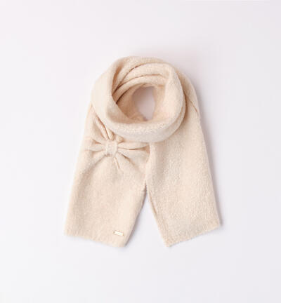 Girls' bow scarf BEIGE