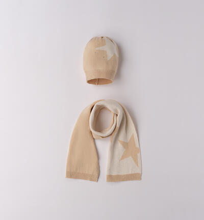 Scarf and hat for girls BEIGE