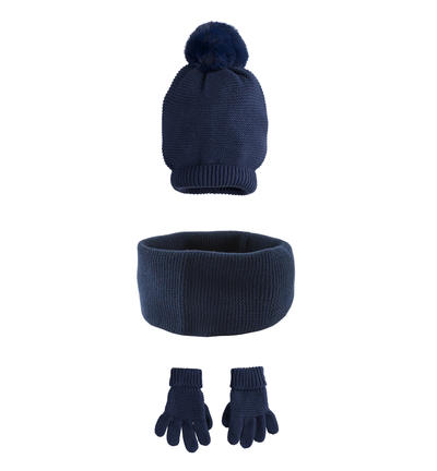 Set cappello sciarpa guanti bambina BLU