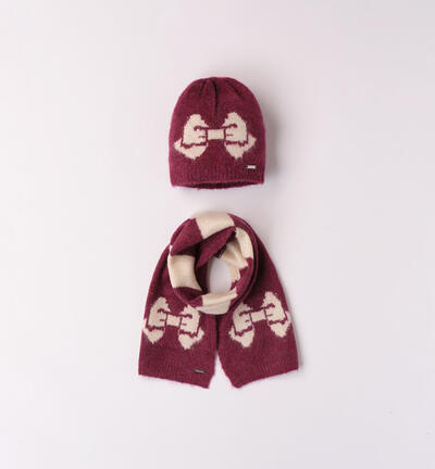 Girls' bow hat and scarf set VIOLET