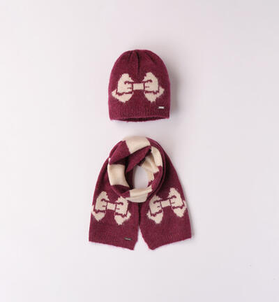 Set sciarpa e cappello con fiocco per bambina VIOLA