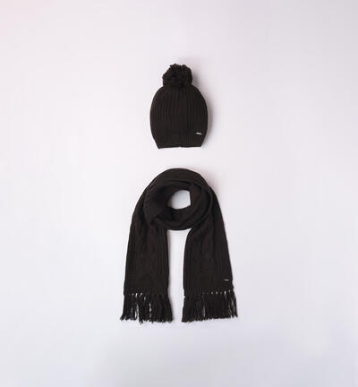 Scarf and hat set for girls BLACK