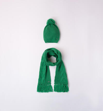 Scarf and hat set for girls GREEN