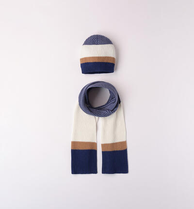 Scarf and hat set for boys BLUE