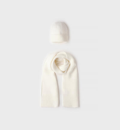 Set sciarpa e cappello ragazza PANNA