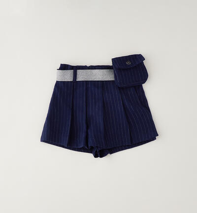 Shorts bambina con cintura BLU