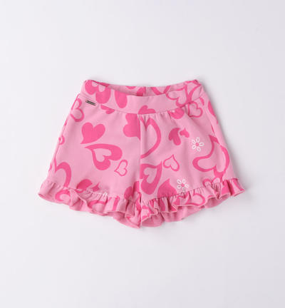 Girl's shorts in jersey fleece PINK