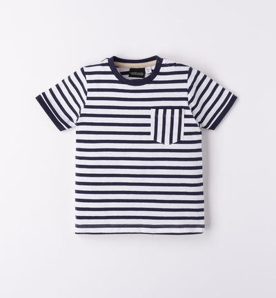 T-shirt a righe con taschino per bambino BLU