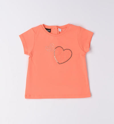 Girl's T-shirt with hearts ORANGE