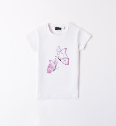 T-shirt bambina con farfalle BIANCO