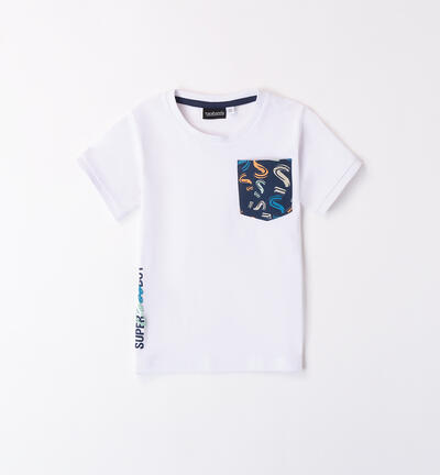 Boys' T-shirt with breast pocket WHITE