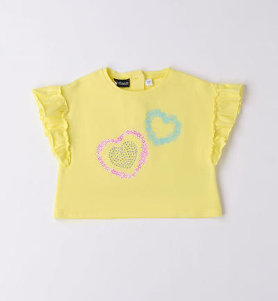 Girl's T-shirt with hearts YELLOW