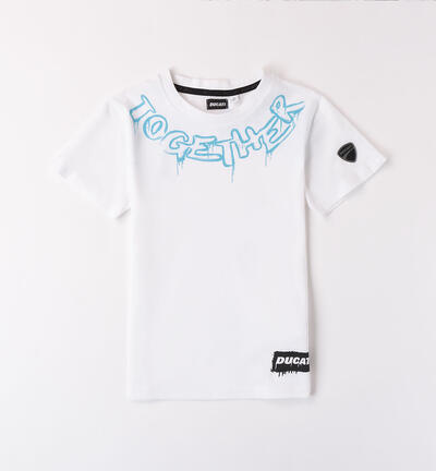 T-shirt con stampa Ducati per ragazzo BIANCO
