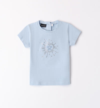 Girls' rhinestone T-shirt LIGHT BLUE