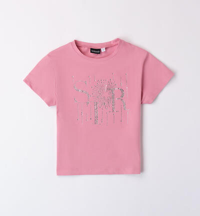 T-shirt con strass per ragazza ROSA