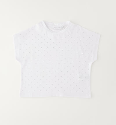 Girl's rhinestone T-shirt WHITE