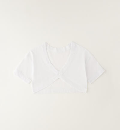T-shirt crop ragazza BIANCO