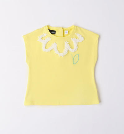 T-shirt fiore bambina GIALLO