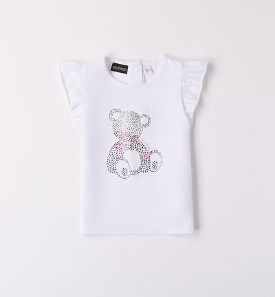 Girls' teddy bear T-shirt WHITE