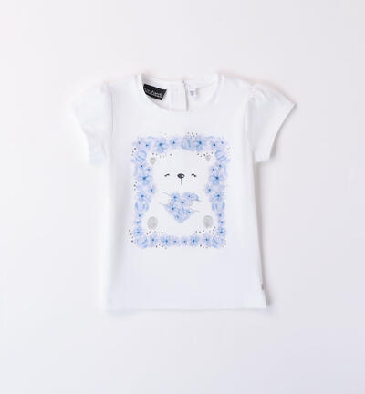 Girls' teddy bear T-shirt WHITE