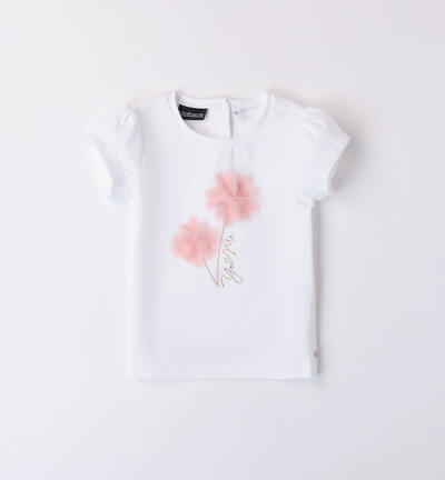Girl's T-shirt with tulle WHITE