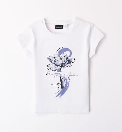 Girls' printed T-shirt WHITE