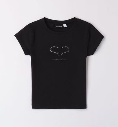 Girls' plain T-shirt BLACK