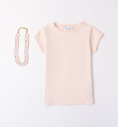 Girls' T-shirt with necklace PINK