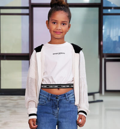 Girl's T-shirt with elastic WHITE