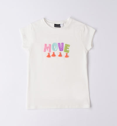 Girl's sequin T-shirt CREAM