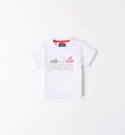 Ducati T-shirt with Italian tricolore flag print for boys WHITE