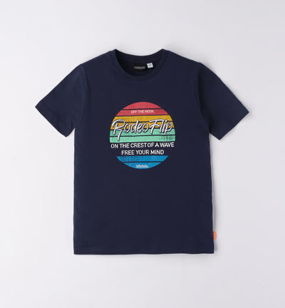 Boys' mixed print t-shirt BLUE