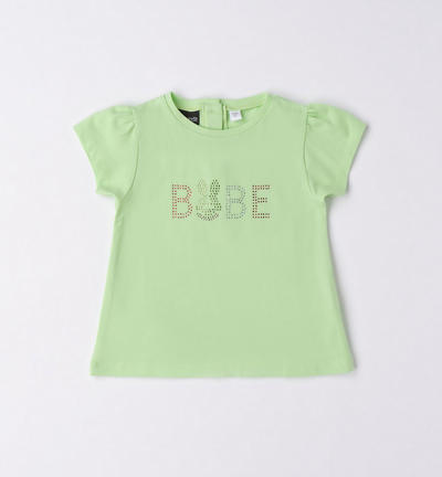 Girl's T-shirt with coloured rhinestones WHITE