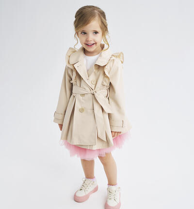 Girls' elegant trench coat BEIGE