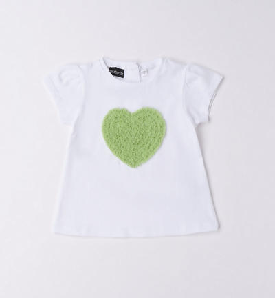 Girl's T-shirt with tulle heart WHITE