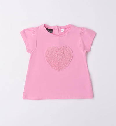 Girl's T-shirt with tulle heart PINK