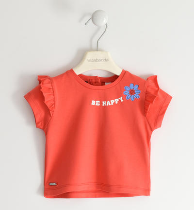 Girl's T-shirt with ruffles RED