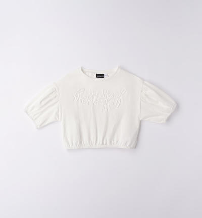Girl's T-shirt with elastic CREAM