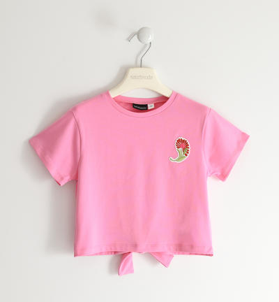 Girl's T-shirt with knot PINK