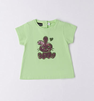 T-shirt coniglietto paillettes bambina BIANCO
