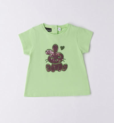 Girl's sequin bunny T-shirt WHITE